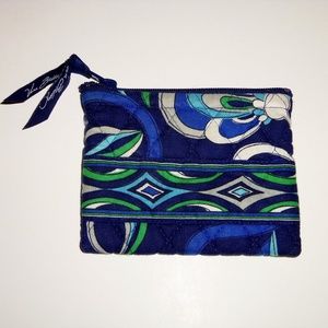 Vera Bradley blue green floral change wallet zip